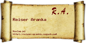 Reiser Aranka névjegykártya